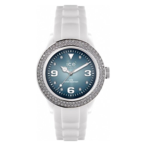 Montre mixte ICE-Watch silicone blanc cadran bleu montre quartz analogique unisexe