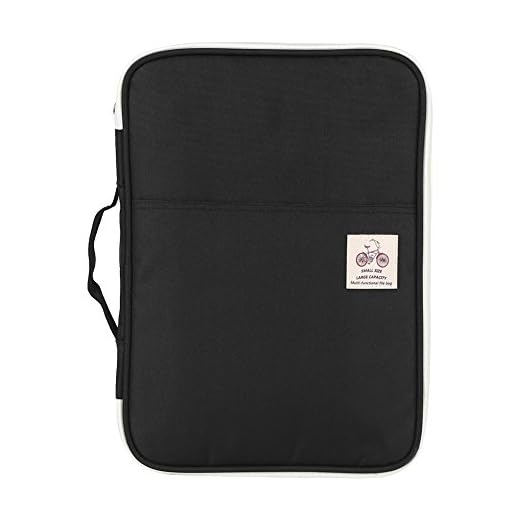 GLOGLOW Bolso del documento 5Colors A4, Multifuncional Impermeable Carpeta de Carpeta de Archivo de Oxford Carpeta del Ordenador Portátil Ordenador Portátil con Cremallera(Negro)