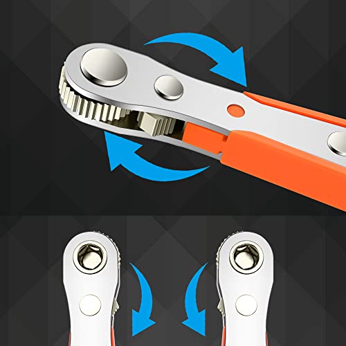 OSDUE mini-ratelsleutel, magnetische kruiskopschroevendraaier met rechte hoek voor onhandige ruimtes, met 1/4 inch-aandrijving, hoge koppeloffset, omkeerbare mini-offset-ratelschroevendraaier, 11,4 cm - Afbeelding 5