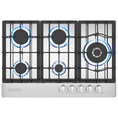 Image of Empava 30 inch Built Cooktop in Stainless Steel with 5 Gas Stove Including A 18000 BTU Power Burner, 30IN, Silver