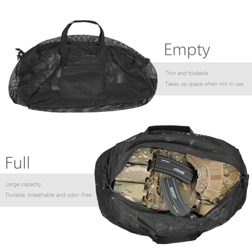 Tactical Mesh Luggage bag,50L Foldable duffel Pack,Large Capacity Range Bag For Hunting Shooting Travel Climbing Sports Gym (BK)2