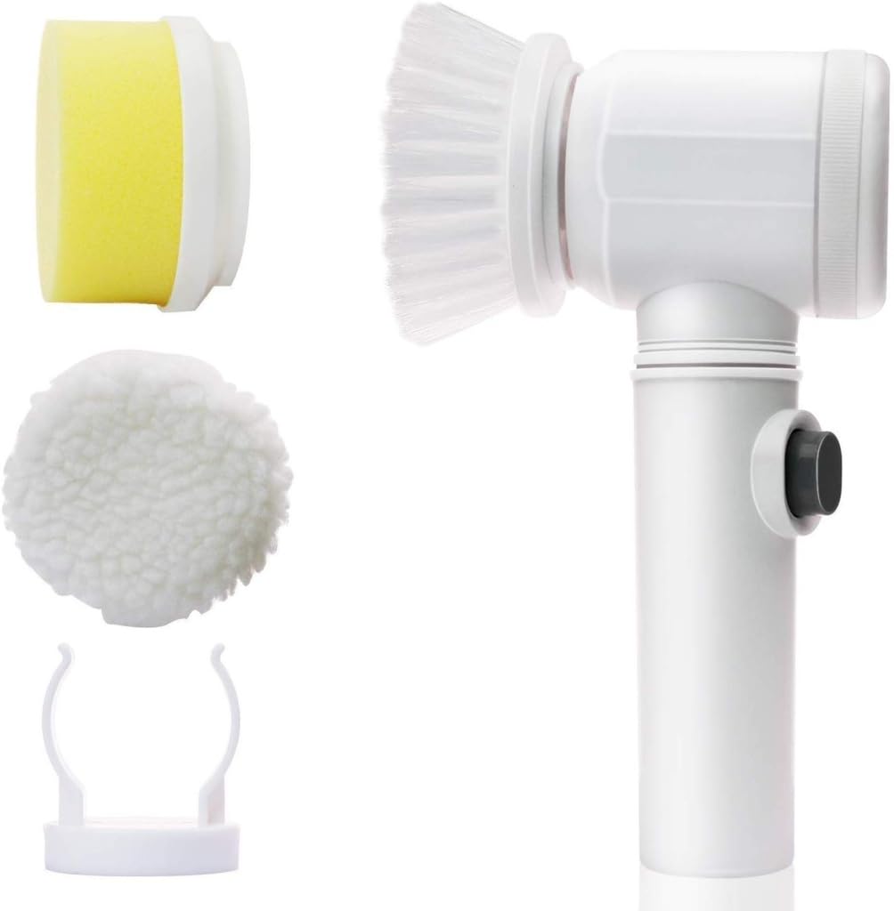 BVSC 5 in 1 Magic Multifunctional Bathroom Cleaning Brush Electric USB Rechargeable Tiles Cleaning Brushes with 3 Brush Heads Cleaning Supplies Spin Scrubber for Kitchen Sink and Bathroom Accessories 2
