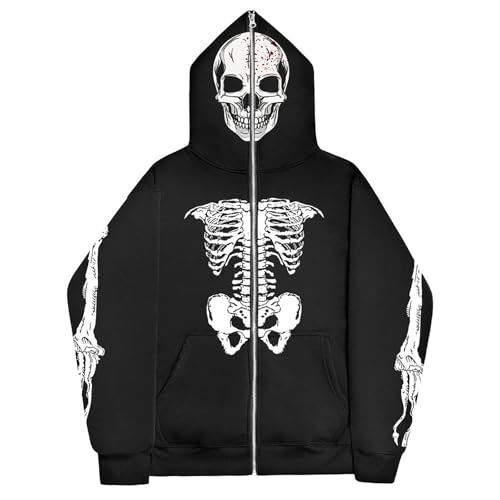 Sweat squelette homme phosphorescent noir pour soirées Halloween