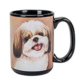 Gold and White Shih Tzu Dog Breed Traits Ceramic Stoneware 15 Ounce Mug