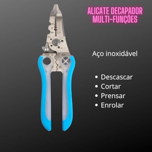 Alicate Multifunção Desencapa Corta Fios Em Aço Inoxidável, Cabo Ergonômico PP