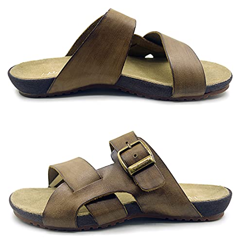 Harssidanzar Mens Leather Slide Sandals GM209US4
