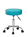 Crisnails - Taburete Giratorio con Ruedas para Peluquería, Cosmética, Dentista, Silla de Trabajo Profesional Giratoria con Ruedas Diferentes Colores (Azul)