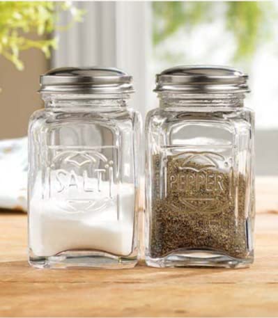 Salt And Pepper Shakers By Home Essentials & Beyond Set Of 2 Clear Glass Salt And Pepper Shaker Holders With Stainless Steel Lids. #TOP3