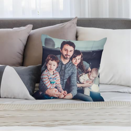 LAMAME Kissen 40x40 mit Foto Bedrucken Lassen, Kissen Personalisiert, Kissenbezug mit Eigenem Foto und Text, Personalisierte Geschenke (40x40cm)