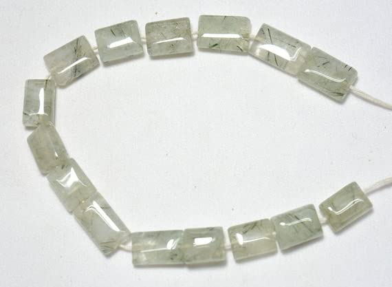 Quartz rutilé rectangle perles naturelles de 9x13mm à 10x15mm sur fil 8 pouces