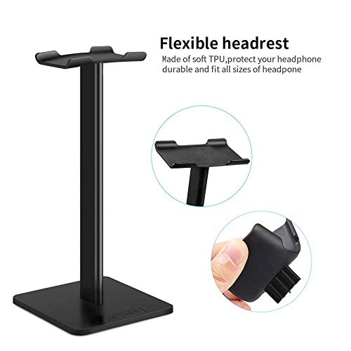 Headphone Stand Headset Holder- Gaming Headset Holder with Aluminum Supporting Bar Flexible Headrest Anti-Slip Earphone Stand for All Headphones, Black - Thumbnail 5