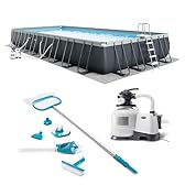INTEX 26373EH Ultra XTR 32ft x 16ft x 52in Above Ground Swimming Pool Set with Sand Filter Pump and Deluxe Maintenance Cleaning Kit