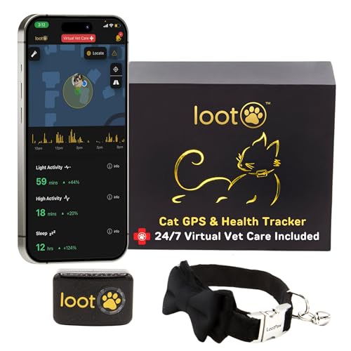 LootPaw Collar GPS para gatos | Rastreador de mascotas para gatos con aplicación y soporte...