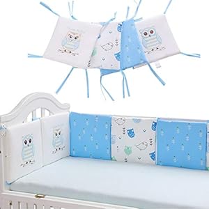 Babybedomranding, 6 stuks katoenen babywieg bumpers ademende wieg beddengoed bumper beschermende decoratieve voor…