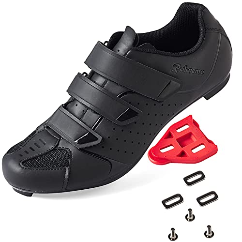 Bicycle Men's Women's Road Cycling Riding Shoes with Look Delta Cleat - Compatible with Peloton Shimano SPD & Look ARC Delta - for Indoor Road Racing Bikes Black 12