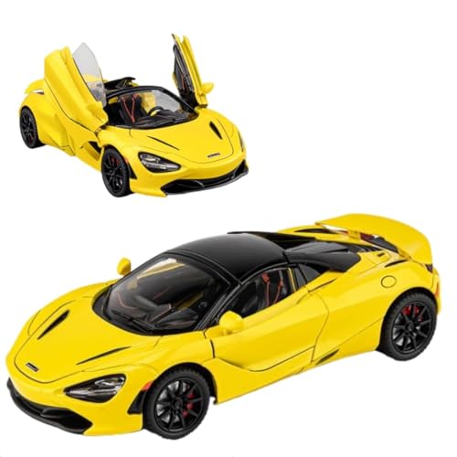 Image of 1:24 McLaren 720S Diecast Alloy Model Car Pull Back Toy with Sound & Light Collectible Supercar Gift for Kids & Adults Realistic Detailing Perfect for Display or Play (Yellow)