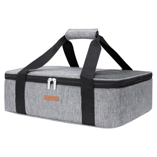LUNCIA Insulated Casserole Carrier for Hot or Cold Food, Lasagna Lugger Tote for Potluck Parties/Picnic/Cookouts, Fits 9"x13" Baking Dish, Grey
