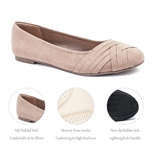 Image of Veittes Women's Wide Width Flat Shoes, Dressy Round Toe Slip On, Soft Comfortable Office Work Daily Walking Ballet Flats.