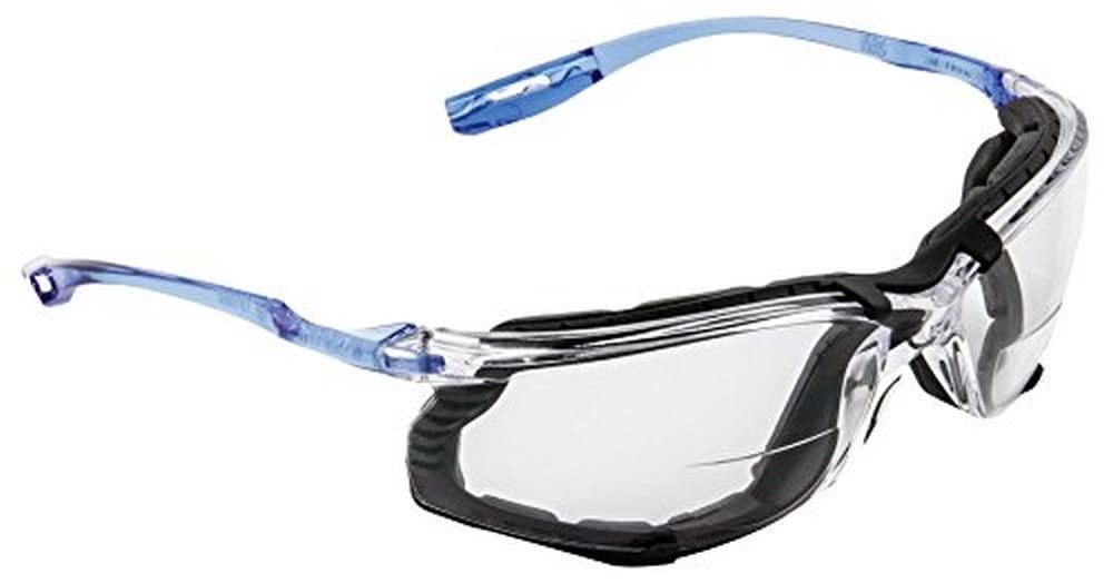 3M Virtua CCS Safety Glasses with Reader Lens 2.5D, Foam Gasket, Anti-Fog Clear Lens - Blue Frame Protective Eyewear