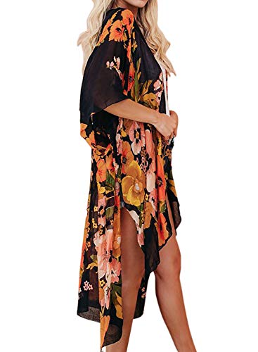 Jayscreate Women's Chiffon Kimono Cardigans Lightweight Batwing Summer Casual Long Boho Sheer Cardigan for Women Coverup Tops3