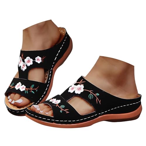 Mules à broderie florale confortables contre la fatigue de marche