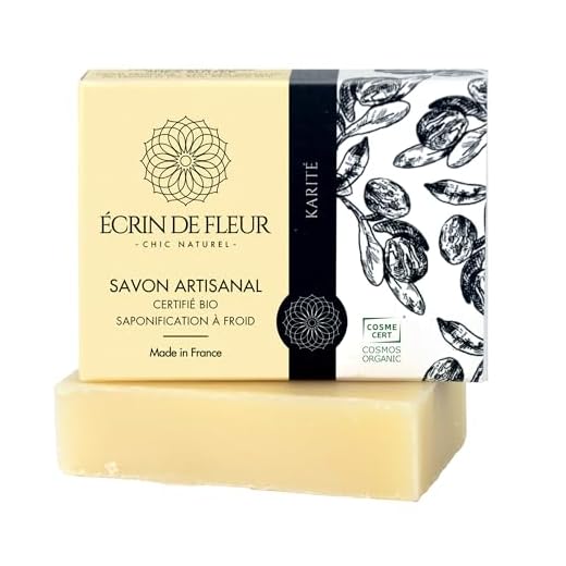 Écrin De Fleur - Jabón de Manteca de Karité, Certificado Orgánico, Hecho a Mano en Francia con 40% de Manteca de Karité, Formulado para Suavizar e Hidratar las Pieles Secas - 100g
