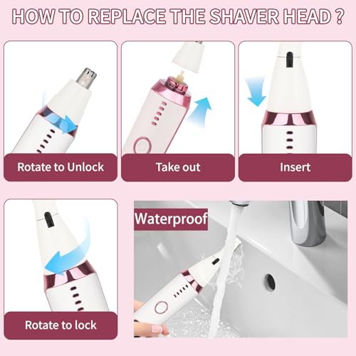 Image of Nose and Ear Hair Trimmer for Women Men,2 in 1 LED Display Eyebrow Hair Trimmer with USB Rechargeable,2026 Portble Waterproof Facial Hair Removal with Dual-Edge Blades for Travel (Bronze)