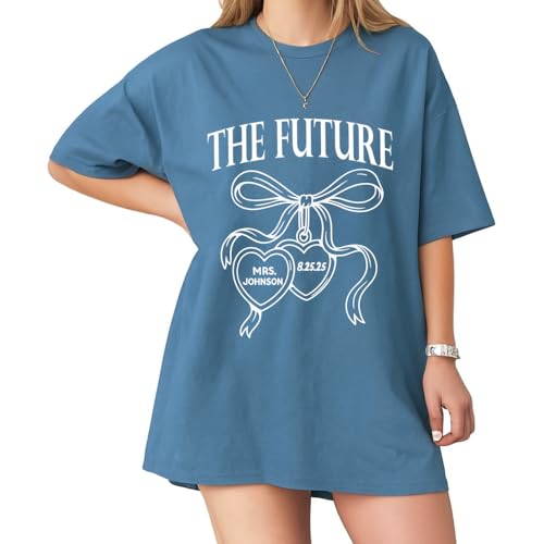 Image of Future Mrs. Engagement Shirt, Personalized Bride to Be T-Shirt with Custom Names and Date, Bridal Shower Gift Idea