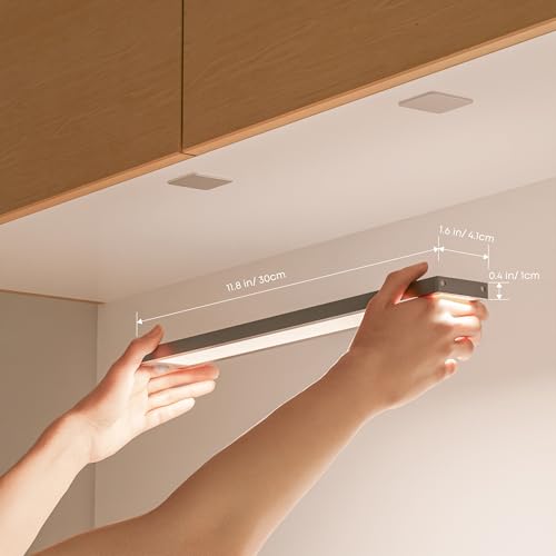 Image of LROLTEF Cabinet Lighting LED Lamp with Motion Sensor - 30 cm 2200 mAh 4000 K Under-Unit Light Kitchen Light Rechargeable Magnetic with USB & Sensor - Dimmable Stair Light Cabinet Light | Pack of 2
