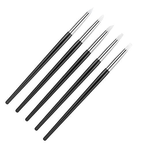 Gotetiso Pinceles de Silicona 5 Piezas para Modelismo, Pintura y Moldeadores de Color con Punta Flexible para Uñas