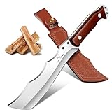 TAN REN Heavy Duty Machete with Sheath, Survival Machete for Cutting Trees and Yard Work, Full Tang Fixed Blade Knife with Wood Handle, Camping Machetes Knife for Chopping, Clearing Brush