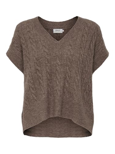 ONLY Damen Pullunder Strickpullunder ONLMELODY XS S M L XL Beige Braun V-Neck, Größe:L, Farbe:Caribou Melange 15249328