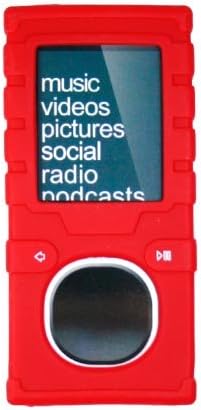 PCMICROSTORE Brand (2nd Generation) Microsoft Zune 4GB 8GB Premium Silicone Skin Case with 14 Inch Adjustable Sports Armband - 6 Color Choices - (VER2.0-RED)