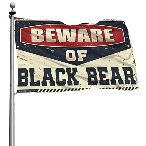 Drapeaux de dortoir Beware of Black Bear en tissu haute densité avec œillets