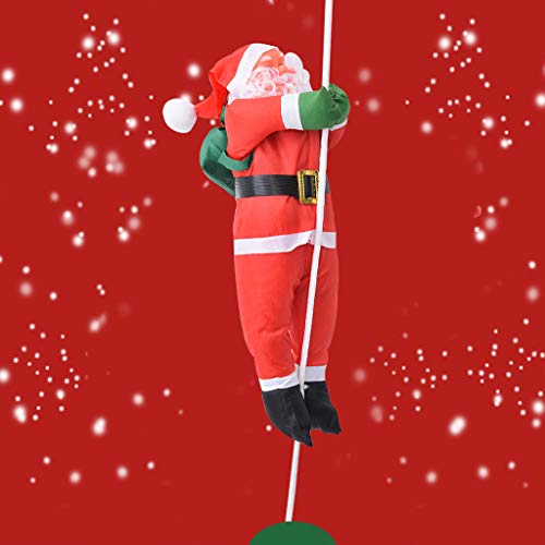 Christmas Santa Climbing Rope Ladder Xmas Tree Hanging Doll Ornament Party Child Decor 40cm (A)