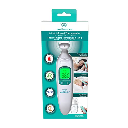 Wellworks 3-in-1 Infared Thermometer - Baby Thermometer for Ear, ...