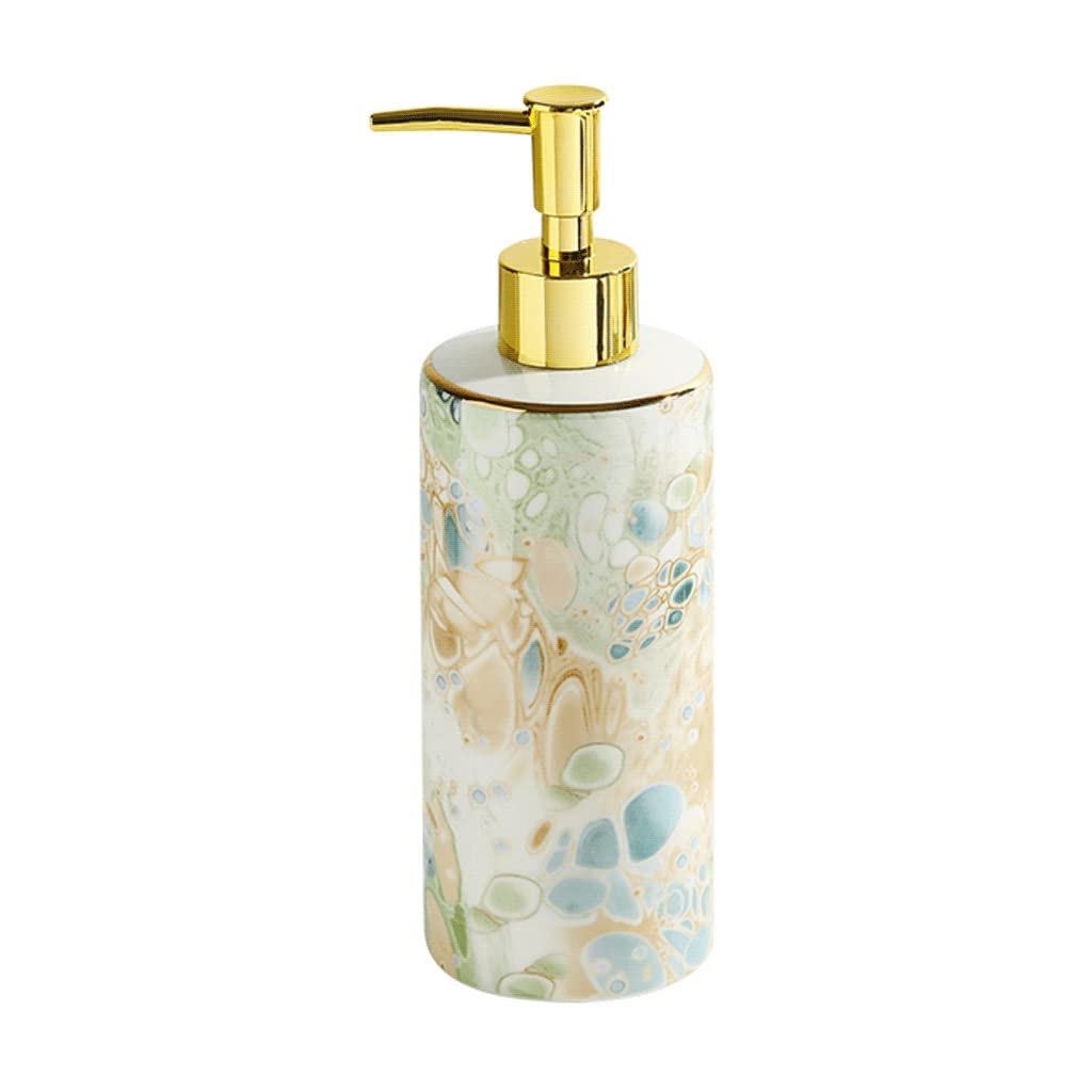 Dispenser di sapone dispenser di sapone, in ceramica con motivo onice, pompa per sapone per casa, cucina, hotel, bagno, ricaricabile, 371,4 g, sapone riutilizzabile, D-A