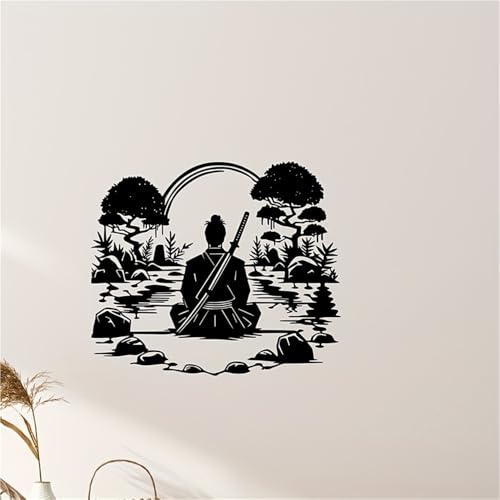 Modern Minimalist Art Metal Wall Decor Samurai Meditation,Japanese Zen Warrior