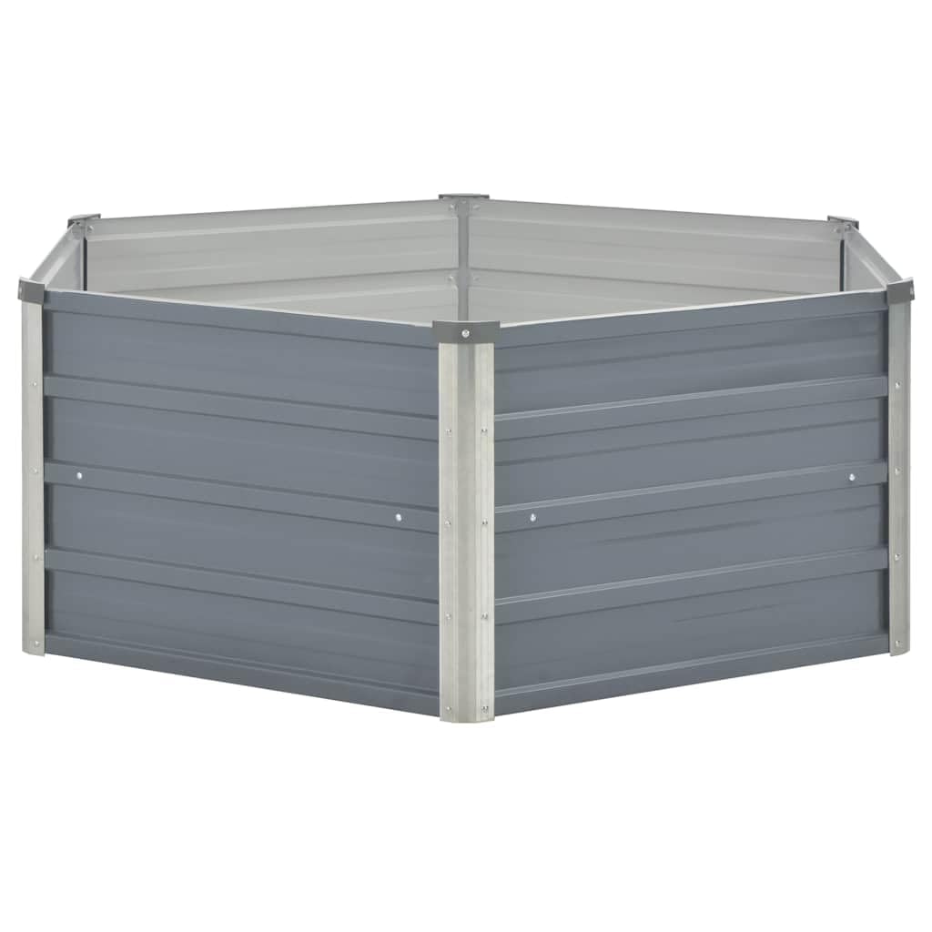 Aiuola Rialzata Esagonale 129x129x45 cm in Acciaio Grigio | Fioriera da esterno esagonale per coltivare piante e verdure in giardino o nell'orto domestico.