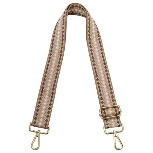 ZANQANO Bolsa transversal feminina com ala de substituio em tecido jacquard, estilo clssico e personalizado, cor marrom estrela com ferragens douradas