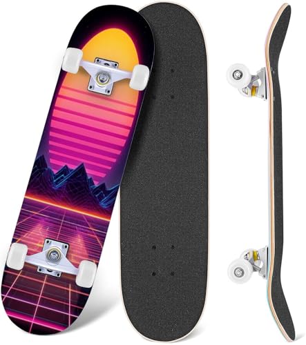 31'x8' Skateboard Complete Skateboards for Girls Boys Kids Adults Retro 1980s...