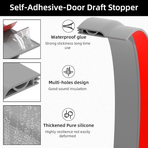 Image of TEKCOOL 39 Inch Silicon Door Bottom Sealing Strip | Self Adhesive Gap Filler Rubber | Bottom Sealing Strip Guard | Protector from Cockroach, Insect, Bugs, Air & Dust | (39 Inch, Grey)'
