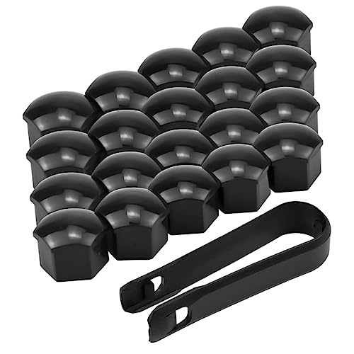 PLAFOPE Set of 40 Bike Car Wheel Nut Covers Black Plastic 2 Clips Decorative Screw Protection