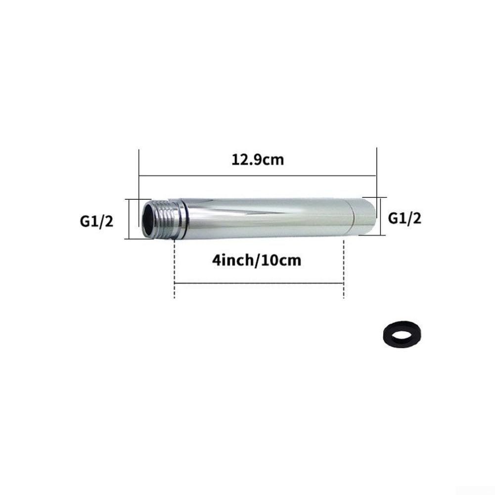 Edelstahl-Duschkopf-Verlängerung, G1/2, gerades Rohr (10,2 cm) | Löst Probleme mit niedrigen Halterungen, passend für alle Höhen, Standard-G1/2-Gewinde, verchromt, leicht zu reinigen