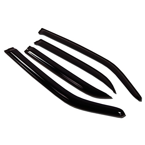 TuningPros WV-100 Window Visor Deflector Rain Guard Dark Smoke 4-pc Set