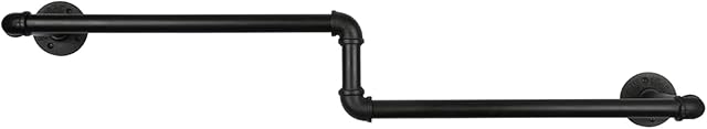 OROPY Wall Mounted Clothes Rail, 100cm Long Z-shaped Garment Hanging Rack, 25mm Industrial Pipe Display Rails for Shops, Home