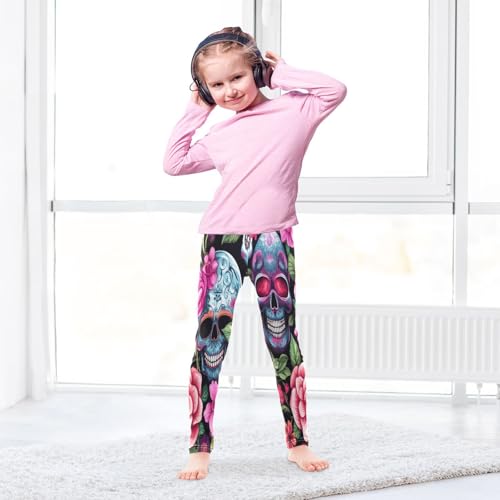 Bolaz Toddler Girls Leggings Printed Yoga Pants Leggings Pink Flower Skeleton for Kids4