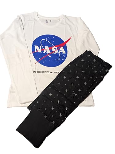 NASA Schlafanzug für Mädchen - Kinder Pyjama Set Langarm Oberteil mit Hose Schlafanzug 2tlg pjs Baumwolle leicht Pyjama Gr. 134-164 (DE/NL/SE/PL, Numerisch, 146, 152, Regular, Schwarz)