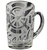 Glastasse Tasse mit Gravur Dart Dartlogo und Name personalisiert Glas Teetasse Kaffeetasse Milchtasse Kakaotasse hitzebeständig individuell Geschenk Dartspieler Darter