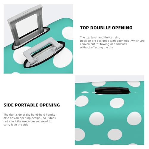 Teal Turquoise And White Polka Dot For Travel Luggage Cover Suitcase Protector Fits 18-32 Inch Travel Luggage Protector Elastic Luggage Anti-Scratch Suitcase Cover3